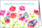 Happy Administrative Professionals Day Red Wildflowers Butterflies card