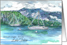 Greetings From Lake Tahoe Sailing Mountains Winter Storm card