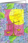 Libra Scales Astrology Sun Sign Blue Hydrangeas Blank card