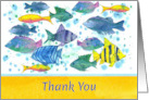 Thank You Tropical School of Fish Watercolor card