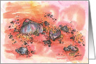 Coral Shells Sandy Beach Watercolor card