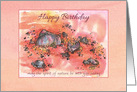 Happy Birthday Pink Coral Shells Sandy Beach card
