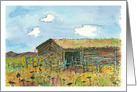 Barn Field Wildflowers Desert Landscape Blank card