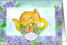 Teapot Friendship Purple Lilacs Watercolor Flowers card