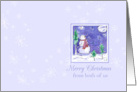 Merry Christmas From Both of Us Snowman Watercolor Illustration card