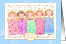 Season’s Greetings Christmas Angel Friends Blue Snowflakes card