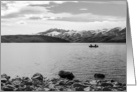 Lake Fishing Boat Snow Capped Moutains card