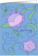 Just To Say Art Nouveau Lavender Flowers Blank card