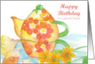 Happy Birthday Special Friend Flowers Teapot card