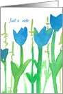 Blue Tulips Just A Note Watercolor Flowers Blank card