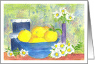 Lemon Fruit Bowl Daisy Flower Bouquet Blank card