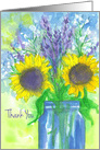 Thank You Sunflower Lavender Bouquet card