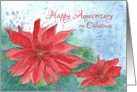 Happy Anniversary On Christmas Red Poinsettia Flower card