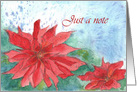 Red Poinsettia Watercolor Flower Just a Note Blank card