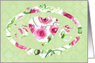 Rose Heart Watercolor Flowers Celery Green card
