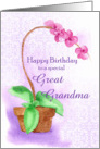 Birthday Great Grandma Pink Orchid Flower card