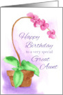 Happy Birthday Great Aunt Pink Orchid Flower card