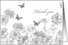 Thank You Garden Flowers Butterflies Nasturtiums card