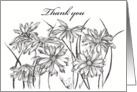 Thank You Black White Daisy Flower Garden card