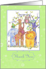 Thank You Zoo Animals Elephant Lion Giraffe card