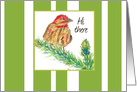 Thinking of You Bird Finch Trees Nature Green Stripes card