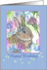 Happy Birthday Rabbit Carnation Daisy Flowers card