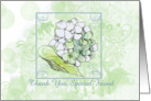 Thank You Friend Hydrangea Drawing Green Leaf card