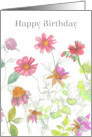 Happy Birthday Geranium Cosmos Roses card