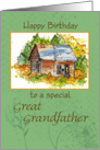 Happy Birthday Great Grandfather Cabin Watercolor card