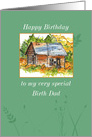 Happy Birthday Birth Dad Cabin Watercolor card