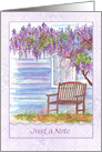 Purple Wisteria Flower Tree Just a Note Blank card