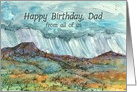 Happy Birthday Dad Desert Rain Clouds Mountain Landscape card