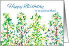 Happy Birthday Dad Green Watercolor Trees card