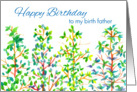 Happy Birthday Birth Father Watercolor Green Trees card