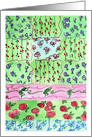 Purple Flower Green Quilt Painting Blank card