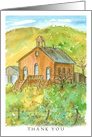 Thank You Vintage School House Watercolor Blank card