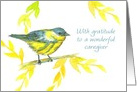 Caregiver Thank You Warbler Bird Tree Branch Leaves card