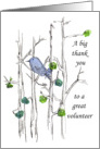 Thank You Volunteer Bluebird Trees Pen and Ink Drawing card
