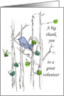 Thank You Volunteer Bluebird Trees Pen and Ink Drawing card