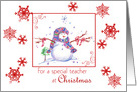 For A Special Teacher At Christmas Snowman card