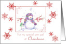Pen Pal Christmas Snowman Snowflakes card