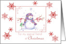 Merry Christmas Friend Snowman Snowflakes card