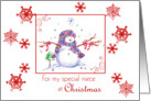 Niece Christmas Snowman Snowflakes card