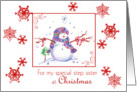 Step Sister Christmas Snowman Snowflakes card