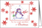 Grandson Christmas Snowman Snowflakes card