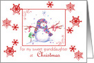 Granddaughter Christmas Snowman Snowflakes card