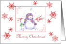 Merry Christmas Baby Snowman Snowflakes card