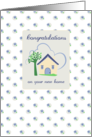 New Home Congratulations Blue Flower Little House card