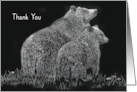 Thank You Bears Wildlife Wildflowers Black White card