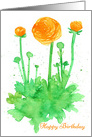 Happy Birthday Orange Ranunculus Flowers card